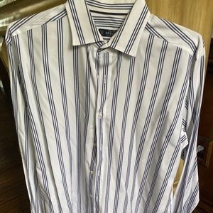 Mens blue and white striped shirt
